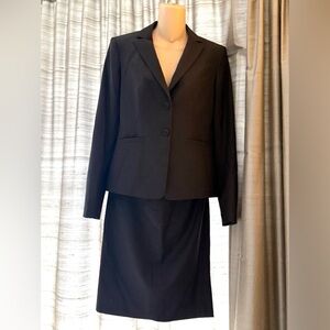 Ann Taylor Classic Dark Brown Preppy Blazer Skirt Suit - 0